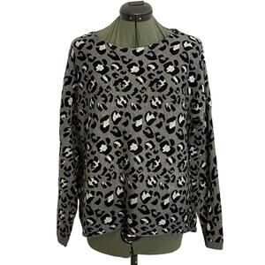 Ann Taylor LOFT Knit Sweater Pullover Top Leopard Print Small